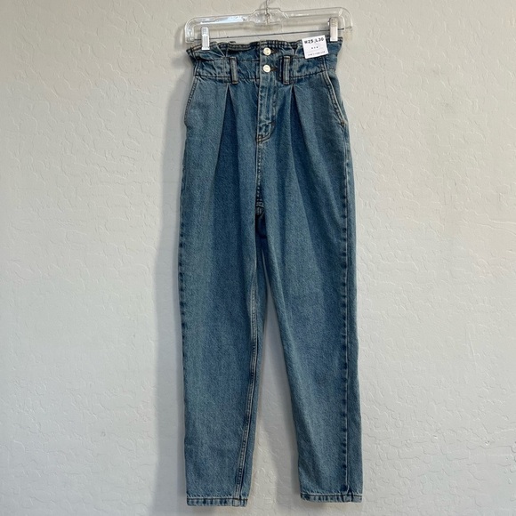 New TOPSHOP Women's Topshop Paperbag High Waist Mom Jeans size 25 - Picture 2 of 10